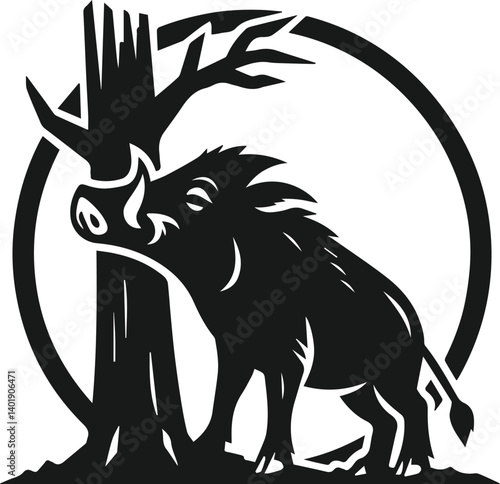 Wild boar silhouette animal vector