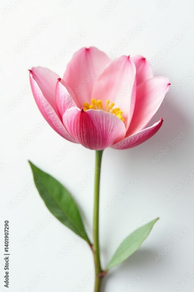 Naklejka premium Delicate petals unfolding on a pure white background, nature, blossom, petal