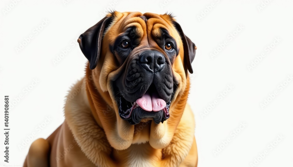 Imposing mastiff, head tilted, pure white backdrop, dog ears, large dog, dog breeds Imposing mastiff, head tilted, pure white backdrop, dog ears, large dog, dog breeds