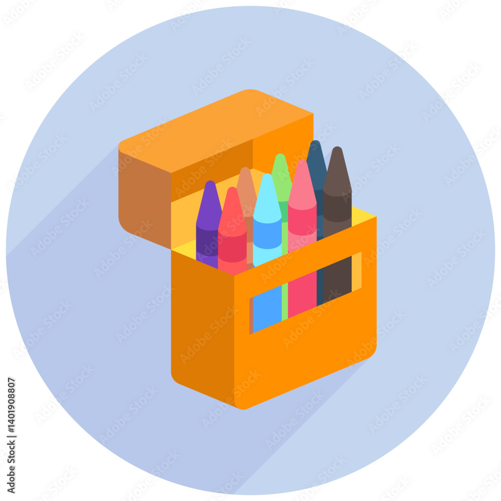 Obraz premium Crayons isometric 3D icon, mini illustration. use for modern concept, print, UI, UX kit, web and app development. Vector EPS 10, related to learning and education, science