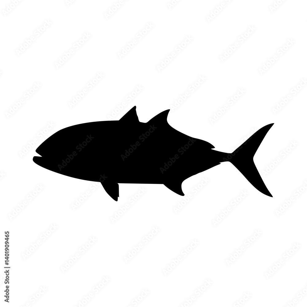 Marine Fish Silhouette Vector Icon Marine Fish Silhouette Vector Icon