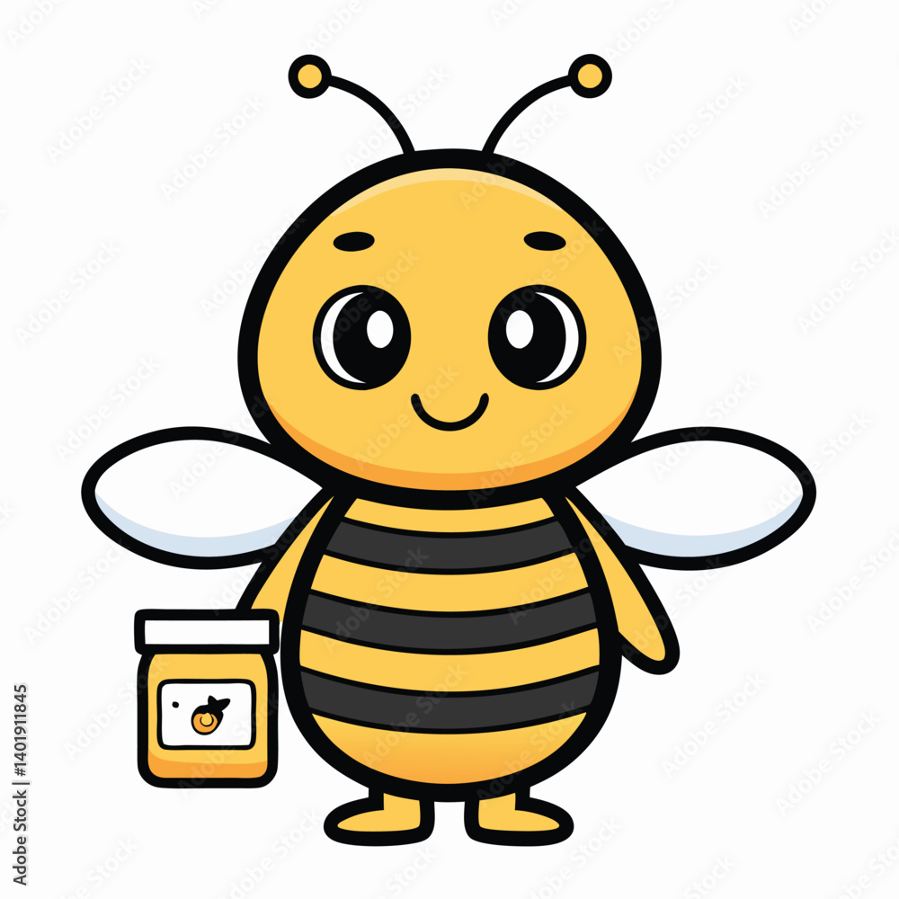 Cute bee holding honey jar Cute bee holding honey jar