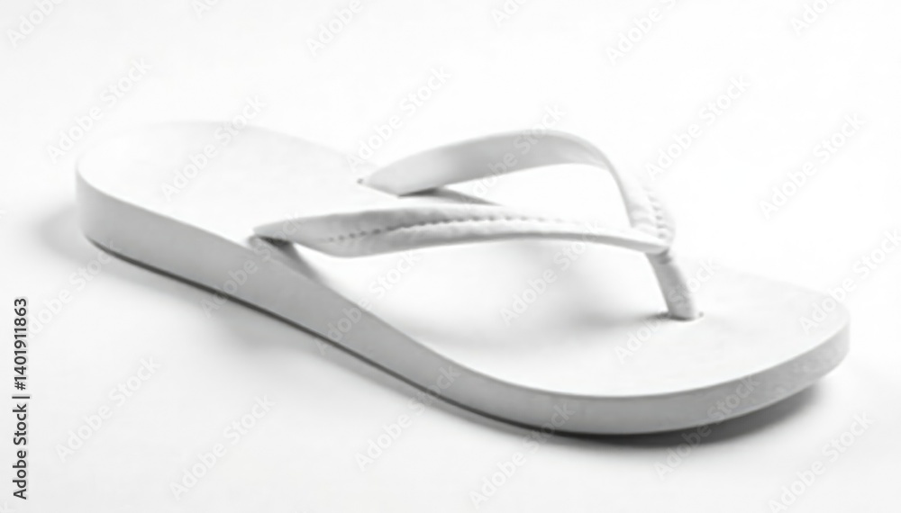 Single white flip-flop, isolated on pure white background, isolated object, apparel Single white flip-flop, isolated on pure white background, isolated object, apparel