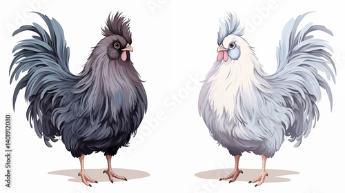 Silkie Chickens illustration ready for Easter ~ Created using Generative AI