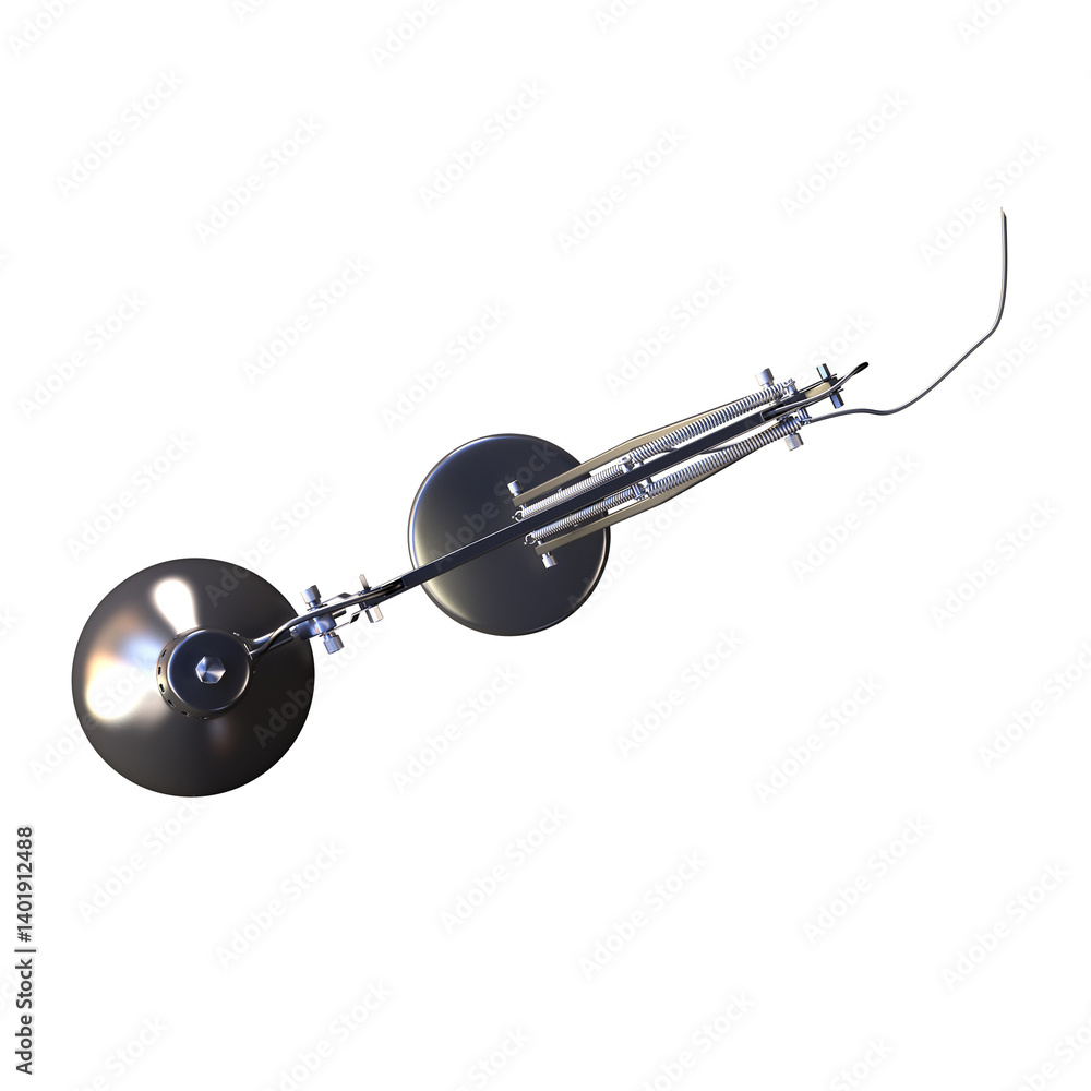 A sleek, metallic device with two circular components, likely used for cutting or shaping materials. A sleek, metallic device with two circular components, likely used for cutting or shaping materials.
