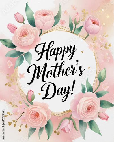 A delightful Mother's Day card enhanced with pink floral beauty.