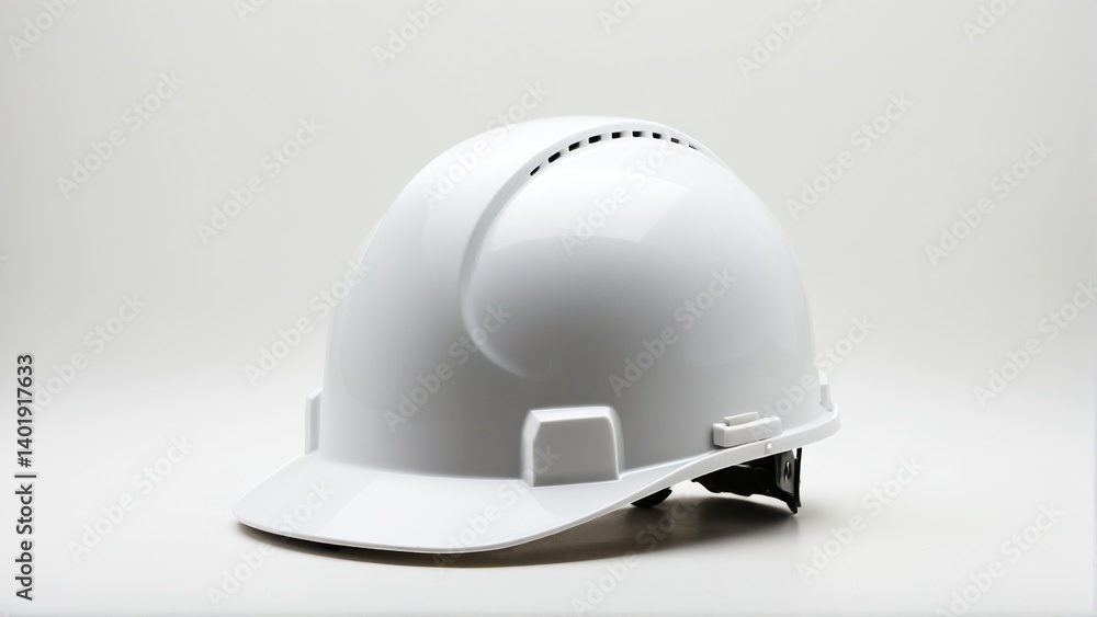 Fototapeta premium Safety First: A Pristine White Hard Hat Ready for Construction, Mining, or Industrial Projects in Protective Gear.