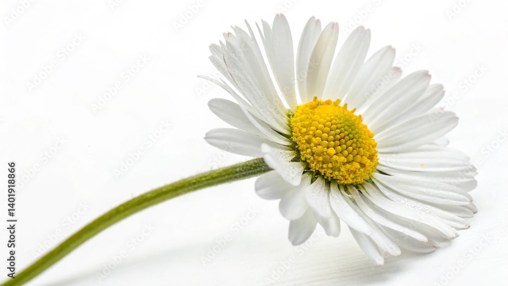 Fototapeta premium Plant floral blossom flora flower blooming spring closeup summer isolated white daisy nature,chamomiles with leaf on white.