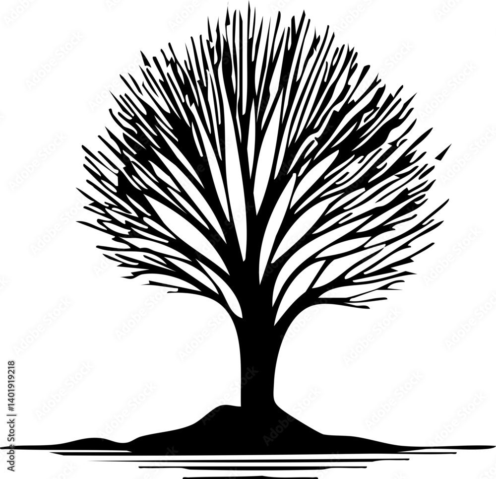 Obraz premium Silhouette Tree Vector on White Background