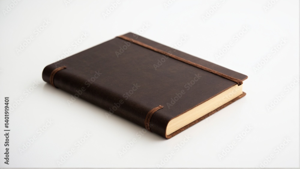 A Classic Brown Bound Journal with Elastic Closure, Evoking Nostalgia and Invitation for Writing Down Thoughts. A Classic Brown Bound Journal with Elastic Closure, Evoking Nostalgia and Invitation for Writing Down Thoughts.