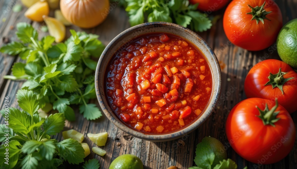 Fresh tomato salsa a rustic culinary delight Fresh tomato salsa a rustic culinary delight