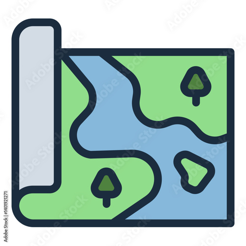 navigation tool filled line icon for forest hunting map