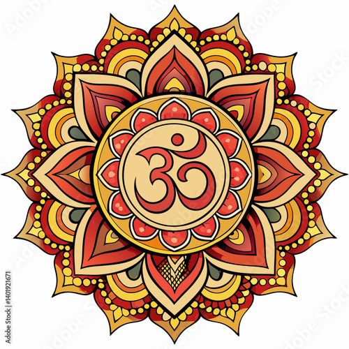 Sacred Om Mandala ornament vector art, perfect for spiritual and decorative designs.