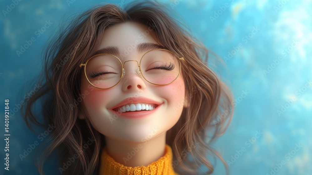 3d illustration, cute cartoon natural beauty woman laughing with joy,image Ai 3d illustration, cute cartoon natural beauty woman laughing with joy,image Ai
