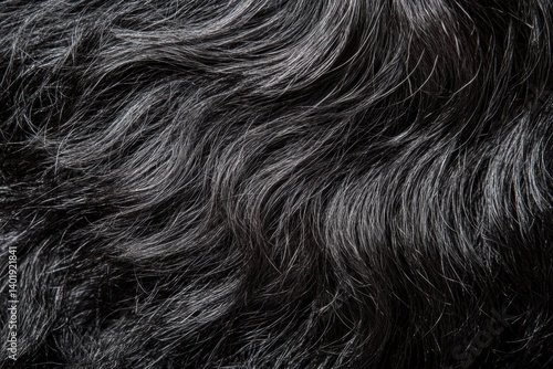 Obraz na płótnie Detailed macro texture of dark curly beard hair showcasing coarse strands and intricate patterns in high resolution w salonie