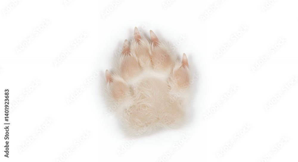 Light beige cat paw print closeup Light beige cat paw print closeup