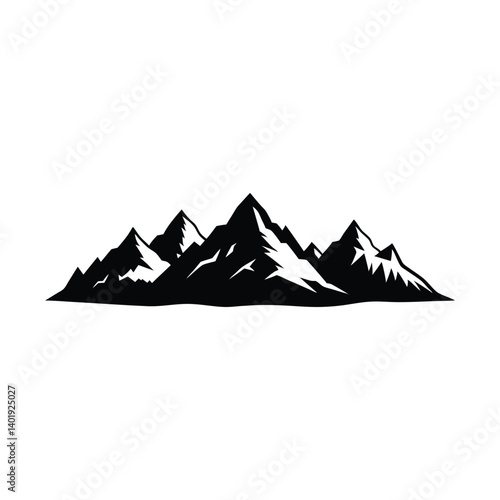 Vector logo of mountain skyline silhouette for adventure, camping, and travel businesses

