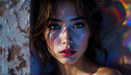 Close-up Portrait of a Young Woman with Intense Gaze