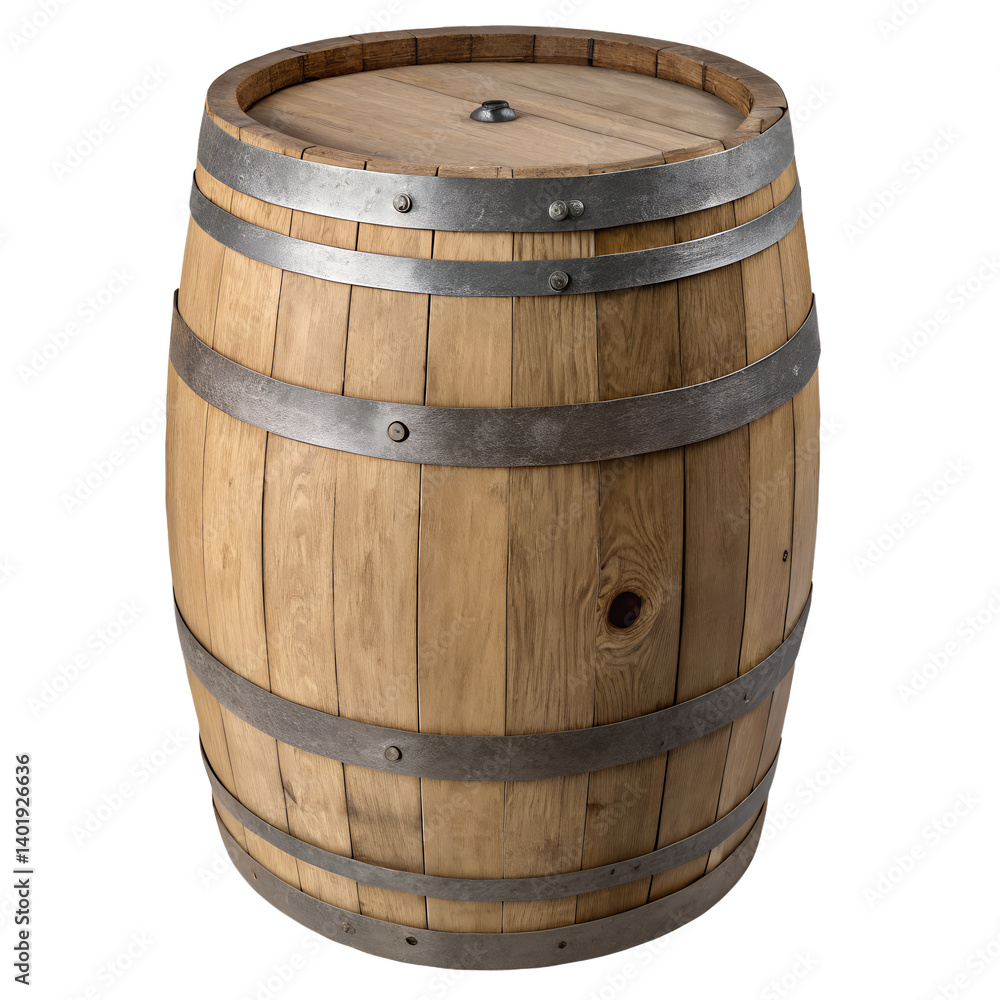 Fototapeta premium Wooden barrel on transparent background