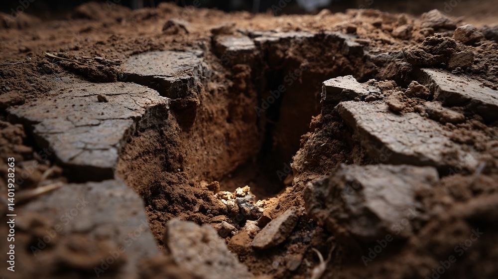 Cracked Soil Erosion Agricultural Field Nature Photography Close-Up Natural Environment Soil Degradation Awareness