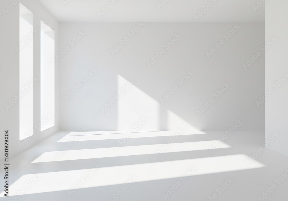 白い部屋に差し込む穏やかな光 静寂漂う空間 白い部屋に差し込む穏やかな光 静寂漂う空間