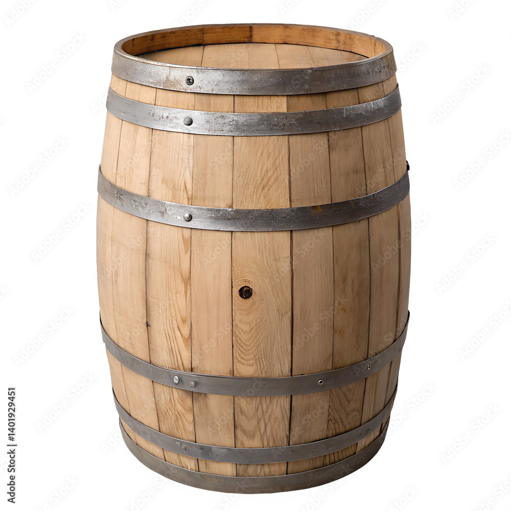 Fototapeta premium Wooden barrel on transparent background