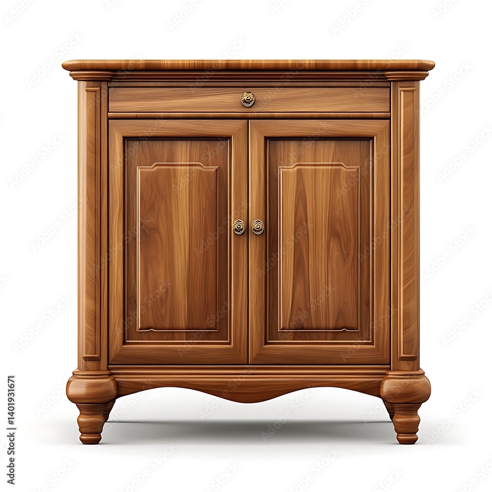 realistic wooden cabinet with classic design placed on clean white background perfect for furniture ads and home decor visuals realistic wooden cabinet with classic design placed on clean white background perfect for furniture ads and home decor visuals