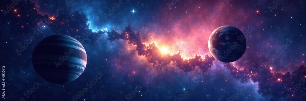 Cosmic Galaxy Outer Space Backdrop with Stars and Planets , planets, astronomy Cosmic Galaxy Outer Space Backdrop with Stars and Planets , planets, astronomy