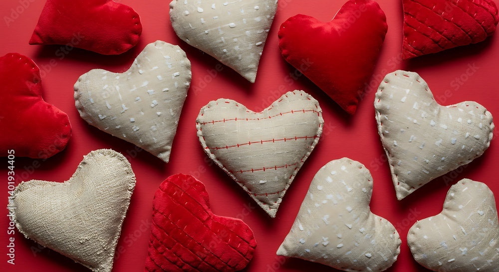 Obraz premium Crimson Embrace of Gentle Hearts AI Generated