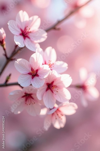 Soft focus sakura blossoms in various shades of pale pink and white, blending seamlessly into a dreamy pastel landscape , soft focus, light, flower