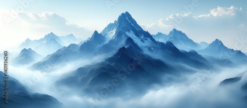 Wallpaper Mural Majestic Mountains Misty Sunrise Torontodigital.ca