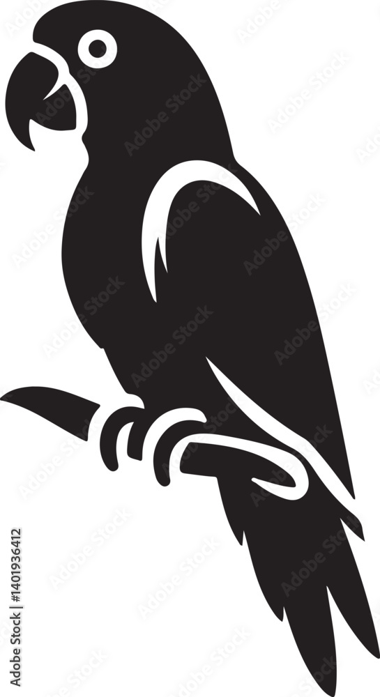 Parrot black silhouette vector, vector illustration of a black parrot Parrot black silhouette vector, vector illustration of a black parrot