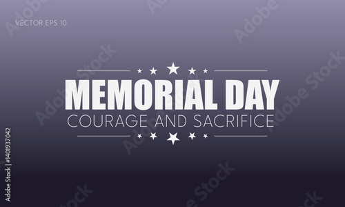Memorial Day Poster with Stars and Purple Gradient Background