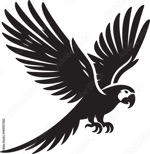 Parrot black silhouette vector, vector illustration of a black parrot