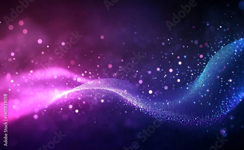 Wallpaper Mural Abstract Digital Background with Glowing Dots and Waves in Purple-Blue Gradient Torontodigital.ca