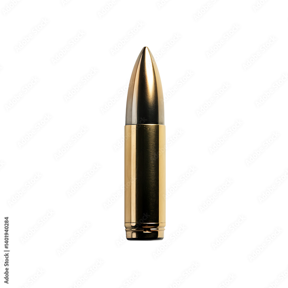 Golden Bullet Isolated on White Background – Shiny Metal Ammunition Design Golden Bullet Isolated on White Background – Shiny Metal Ammunition Design