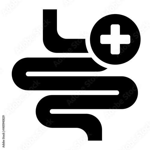 digestive health glyph icon for intestine checkup scan