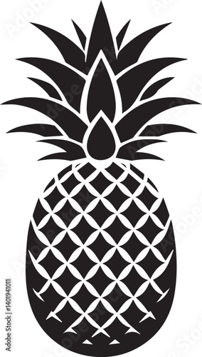 pineapple vector illustration, pineapple silhouette vector, pineapple logo vector black on white background