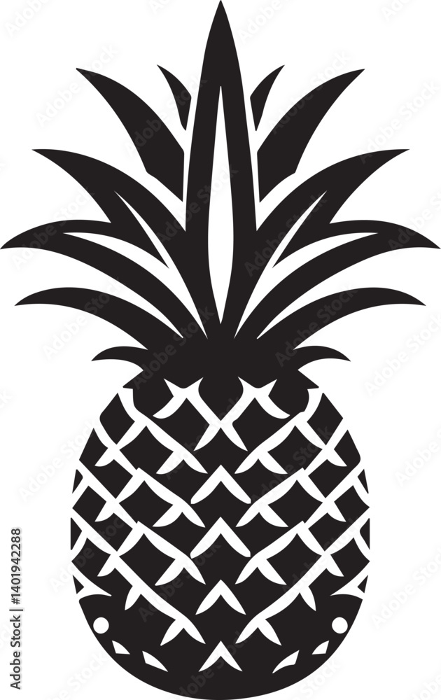Obraz premium pineapple vector illustration, pineapple silhouette vector, pineapple logo vector black on white background