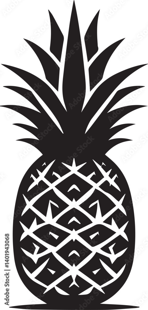 Fototapeta premium pineapple vector illustration, pineapple silhouette vector, pineapple logo vector black on white background
