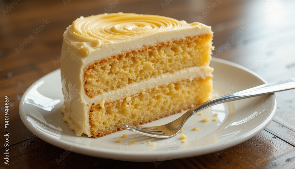 Delicious vanilla cake slice bakery food photo rustic setting close-up view sweet treat Delicious vanilla cake slice bakery food photo rustic setting close-up view sweet treat