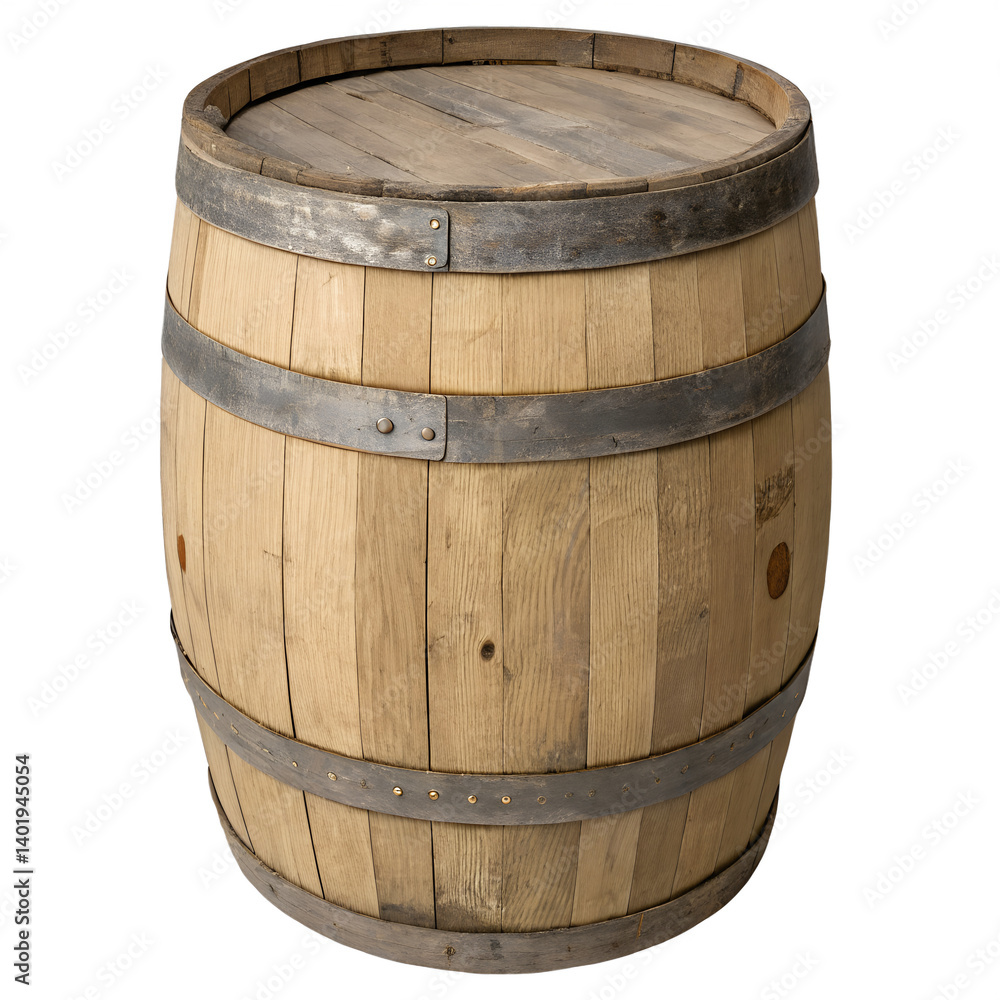 Obraz premium Wooden barrel on transparent background