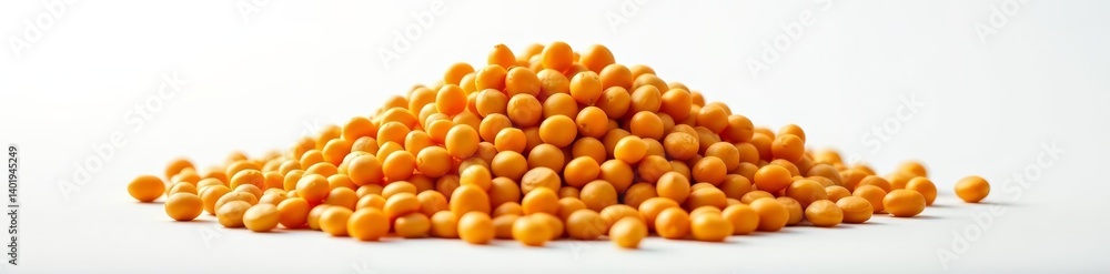 Top view of a mountain of garbanzo beans on a white surface, heap, front view Top view of a mountain of garbanzo beans on a white surface, heap, front view