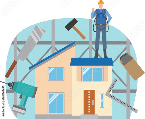 家づくりと大工の男性