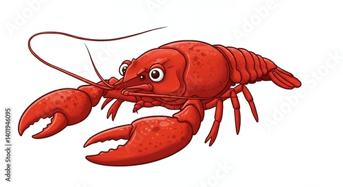 Red crayfish cartoon illustration