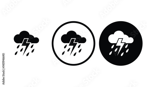 icon storm black outline for web site design 
and mobile dark mode apps 
Vector illustration on a white background