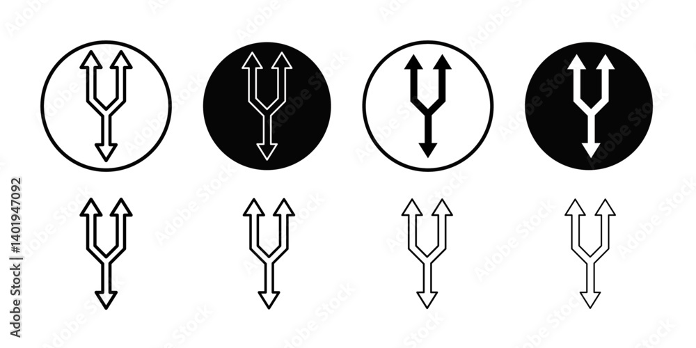 3 arrow way icon Thin line art collection 3 arrow way icon Thin line art collection