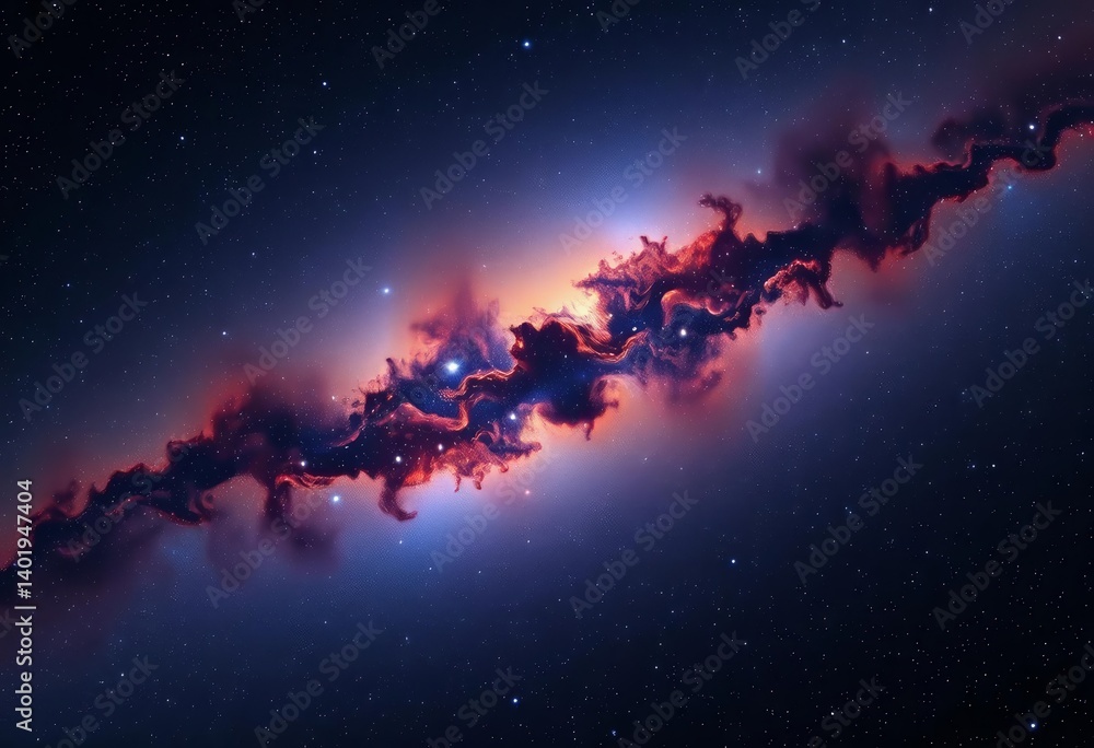 Fototapeta premium Vast, star-studded expanse of deep space, nebulae swirling, galaxy, planets