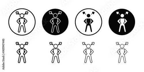 Angry person icon Thin line art collection