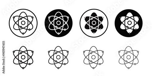 Atom scientific icon Thin line art collection